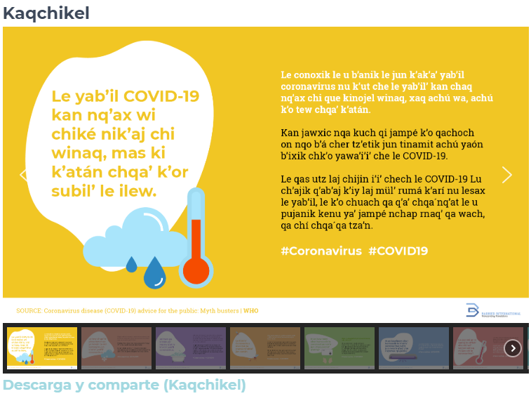 Información de Coronavirus en varios idiomas