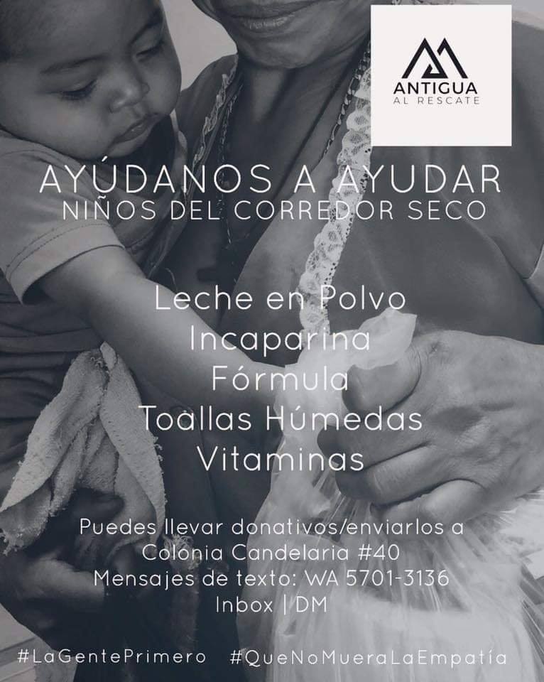 Antigua Al Rescate dona bolsas de alimentos para niños del Corredor Seco