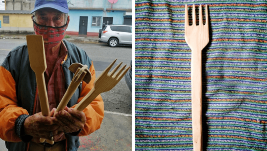Abuelito fabrica utensilios de cocina de madera desde su casa debido al COVID-19
