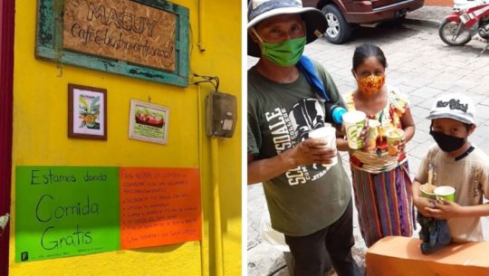 Café Macuy brinda comida gratis a pobladores de Isla de Flores, Petén