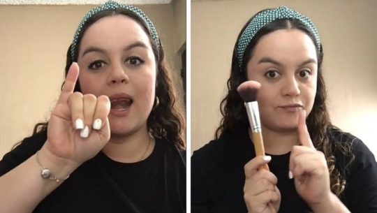 Katherine Juárez compartió un tutorial de maquillaje en lengua de señas 