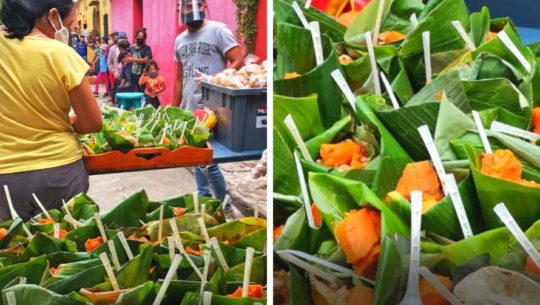 La Olla Comunitaria Antigua Guatemala regaló comida en recipientes ecológicos 