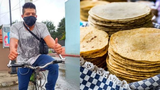 Josué Chan el quetzalteco que reparte tortillas a domicilio en bicicleta