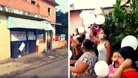 Vecinos se unieron para brindar palabras de aliento a familia en cuarentena en Suchitepequez