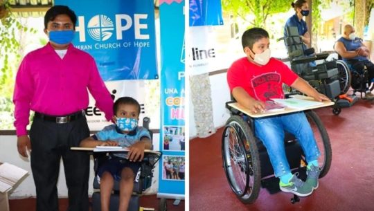 Beeline Wheelchairs donaron sillas de ruedas para personas con discapacidad en Poptún, Petén