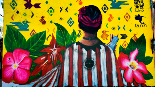 Colectivo de Arte Tz'unün elaboró coloridos murales en San Lucas Tolimán, Sololá