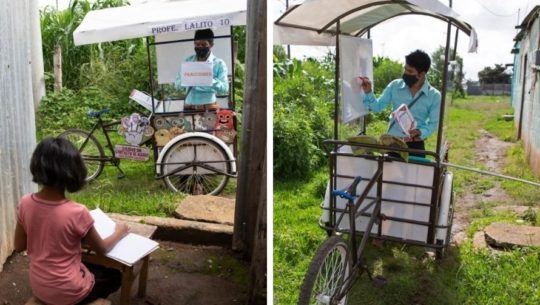 Profesor Gerardo Ixcoy fue destacado por medios internacionales por dar clases en triciclo