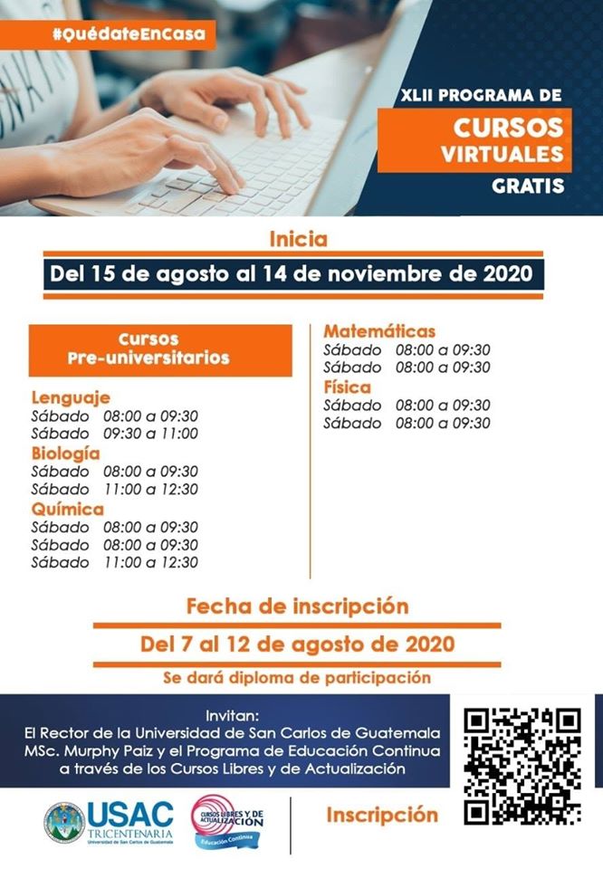 ursos virtuales preuniversitarios USAC 2020