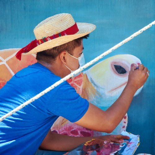 artistas-elaboraron-mural-palin-proyecto-latinoamericano-pintores-cultura-cosmovisión-poqomam