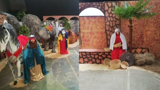 Guatemaltecos construyeron nacimiento en cancha de basquetbol de Tactic, Alta Verapaz