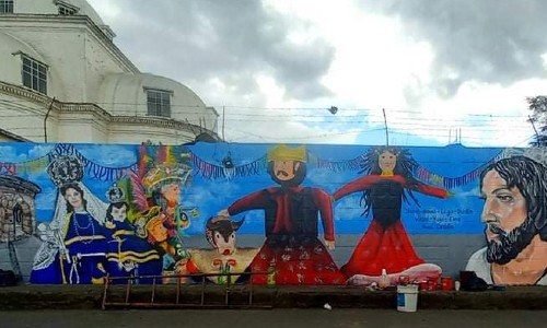 mural ferias y tradiciones de guatemala colectivo unidos por el arte, guatemala, san juan ostuncalco, quetzaltenango