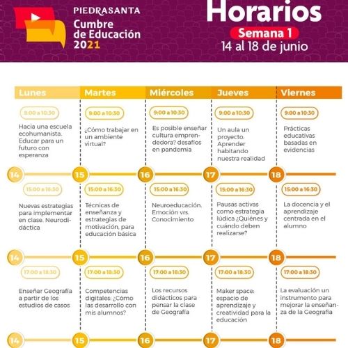 Horario Cumbre por la Educación semana 1