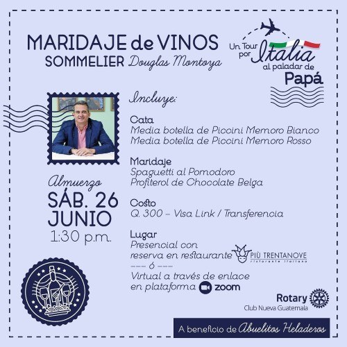 Rotary Guatemala hará maridaje de vinos a favor de Los Abuelitos Heladeros
