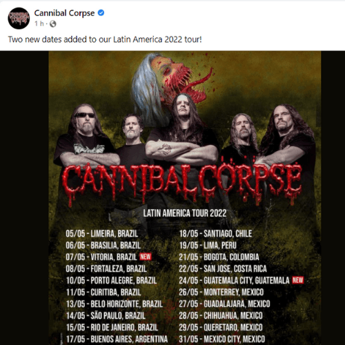 Cannibal Corpse en Guatemala 2022