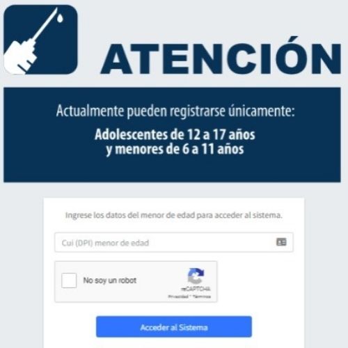 Registro para niños de 6 a 11 años Guatemala