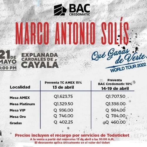 Preventa concierto el Buki en Guatemala 2022