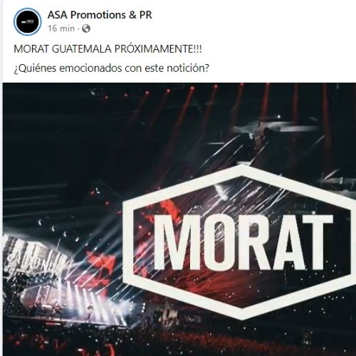 Asa Promotions Concierto de Morat en Guatemala