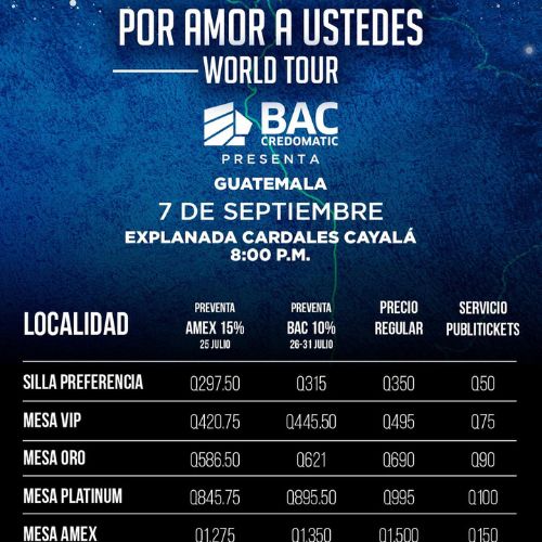Concierto de Ana Gabriel en Guatemala preventa boletos 2022 precios concierto Ana Gabriel Guatemala