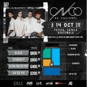 Tickets concierto CNCO Guatemala