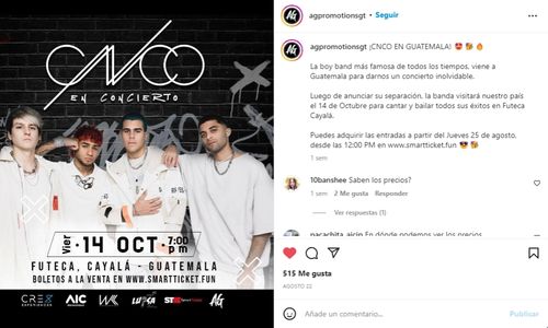 Concierto de CNCO en Guatemala 2022
