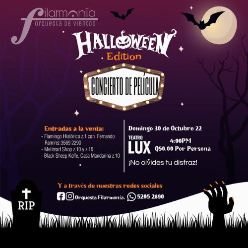 Concierto con canciones de películas de Halloween en Guatemala 2022