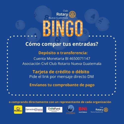 Costo del Primer Gran Bingo a beneficio de niñas y niños guatemaltecos Octubre 2022