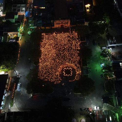 Noche de velas San Gaspar Vivar Antigua Guatemala 2022 vista aérea