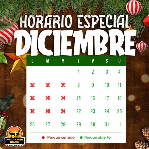 Horario de Auto Safari Chapin durante época navideña 2022