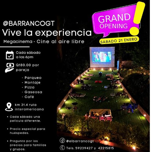 Megacinema al aire libre en el Barranco GT, Guatemala