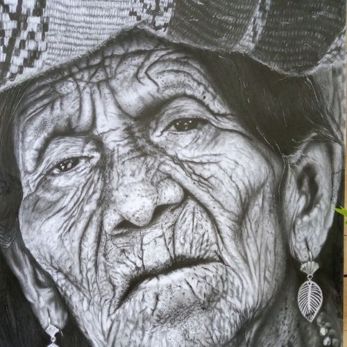 Pintura de una mujer guatemalteca de Valery Paiz