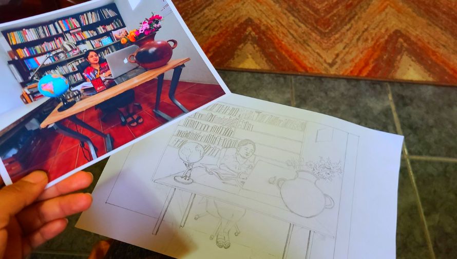 Victoria Cumez, diseñadora kaqchikel, creó un traje de graduación con arte textil maya contemporáneo