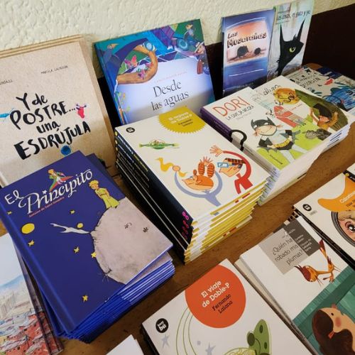 Libros donados a la Escuela María Raimunda de Chimaltenango