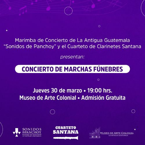 Concierto de marchas fúnebres con marimba y vientos en Antigua Guatemala 2023