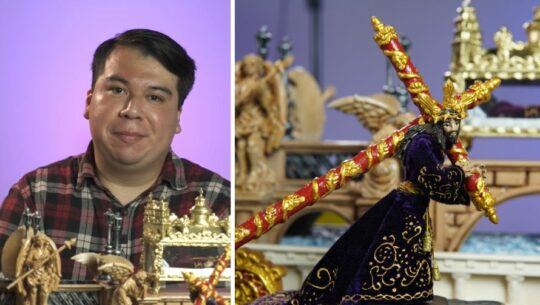 Estuardo Nuñez, un artista guatemalteco que elabora andas procesionales en miniatura