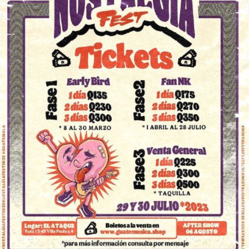 Nostalgia Fest conciertos de música pop punk, emo, punk y rock en Guatemala