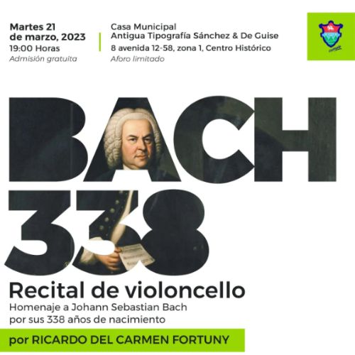 Recital de violoncello homenaje a Johann Sebastian Bach en Guatemala 2023