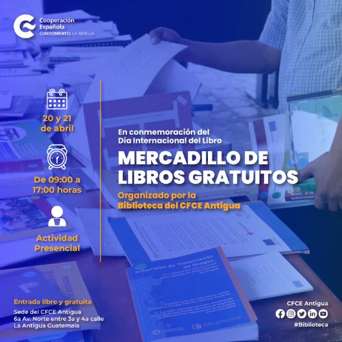 Mercadillo de libros gratuitos en Antigua Guatemala 2023