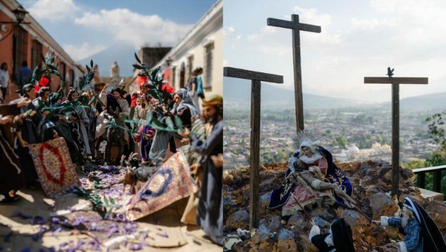 Recrearon escenas en miniatura de Semana Santa en diferentes lugares de Antigua Guatemala, abril 2023