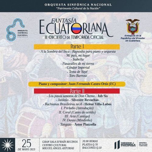 Concierto «Fantasía Ecuatoriana» de la Orquesta Sinfónica Nacional de Guatemala 2023