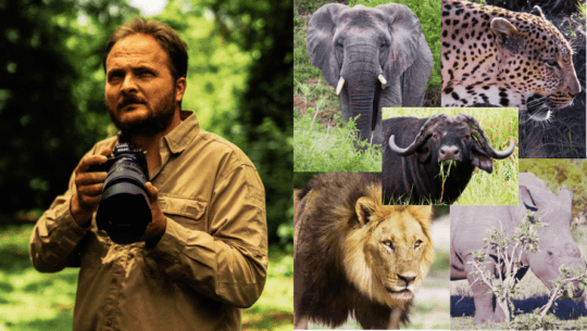 Sergio Izquierdo con los 5 grandes de África