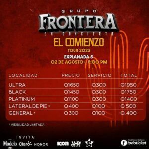 Concierto de Grupo Frontera en Guatemala Agosto 2023 