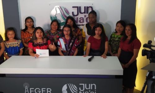 La red de Comunicadoras Indígenas Jun Na'oj inauguró set de televisión, junio 2023