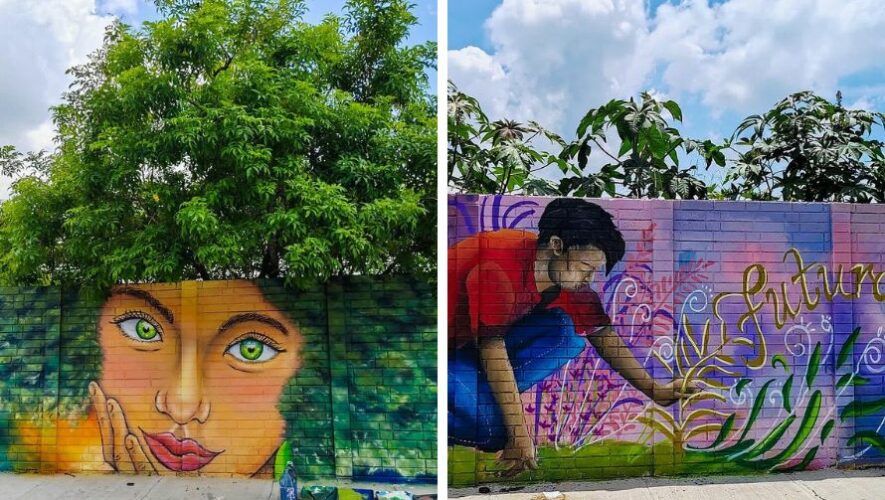 Murales artísticos en el paseo del lago