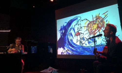 Concierto ilustrado de Kevin Johansen junto a Liniers en Guatemala 2023