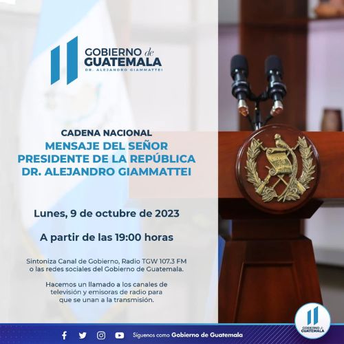 Transmisión de cadena nacional 9 de octubre 2023