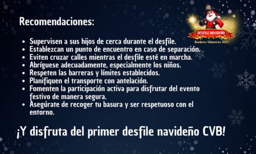 Recomendaciones Desfile Navideño Bomberos Voluntarios 2023