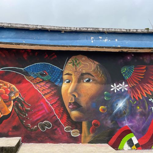 Artistas de San Pedro La Laguna pintaron impresionante mural en festival de muralismo de Colombia 2023