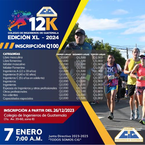 Carrera 12K del Colegio de Ingenieros de Guatemala 2024