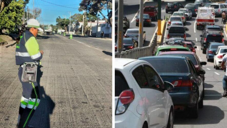 Cierre vehicular en la Calzada Doroteo Guamuch