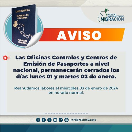 Horarios de entidades en Guatemala Instituto Guatemalteco de Migración